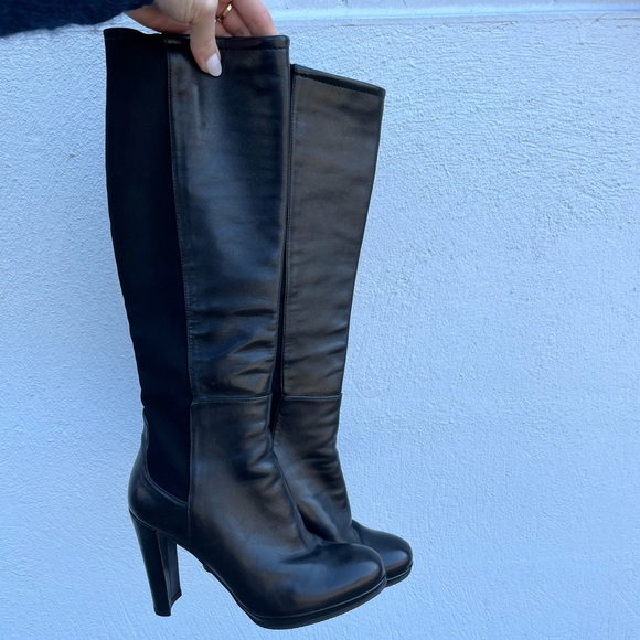 Stuart Weitzman 50/50 Leather heel boots Size 5 - Picture 2 of 5